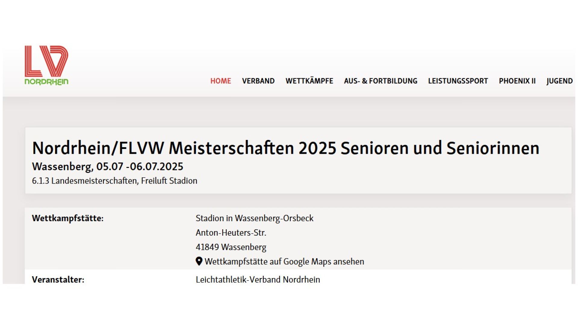 LVN Meisterschaften Senioren/Seniorinnen