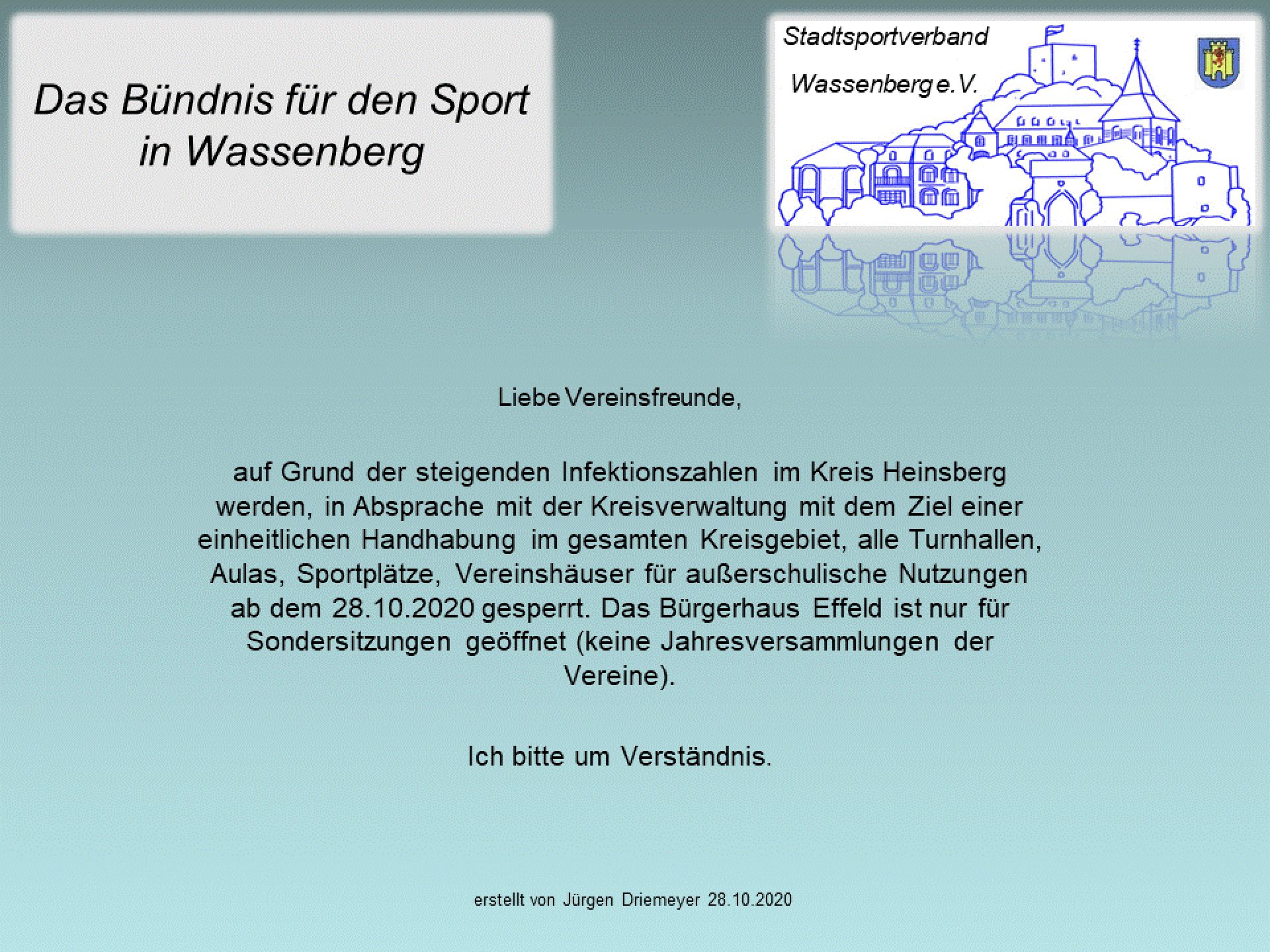 Sportstätten Sperrung